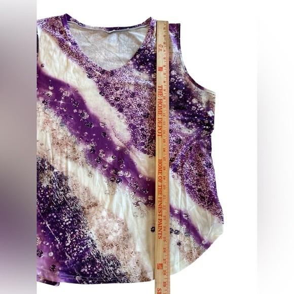 Women’s Casual Tank Top Plus Size 22W Purple Colorblock V-Neck Stripe Print NWOT - Picture 7 of 8